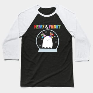 Merry & Fright (bright) Holiday Winter Ghost Baseball T-Shirt